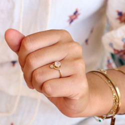 Bague bohème dorée pierre...
