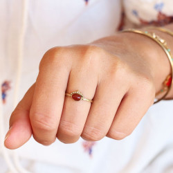 Bague cornaline en laiton -...
