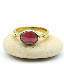 Bague pierre grenat dorée -...