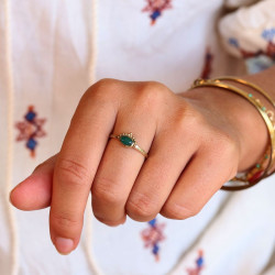 Bague laiton dorée agate...