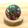 Bague dorée résine colorée - Mosaik bijoux indiens