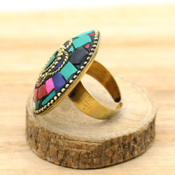 Bague fantaisie colorée -...
