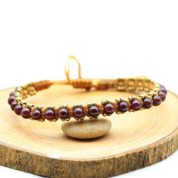 Bracelet grenat macramé -...