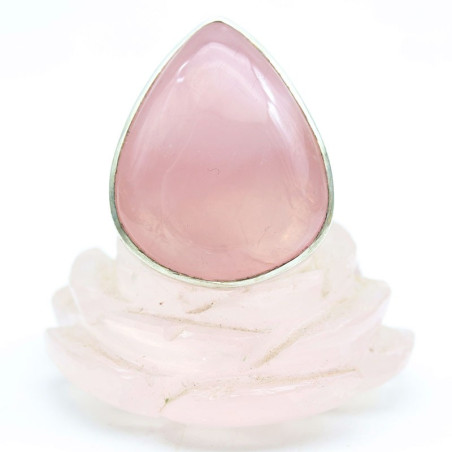 Bague argentée pierre rose - Mosaik bijoux indiens - d23