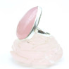 Bague argentée pierre rose - Mosaik bijoux indiens - d23