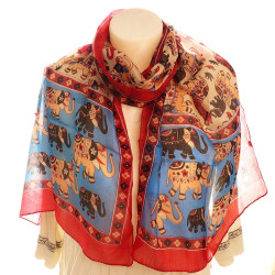 Foulard rouge en soie -...