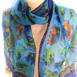 Foulard en soie bleue -...