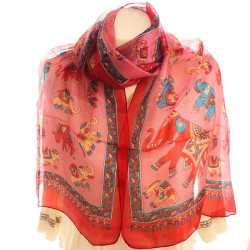Foulard en soie rouge -...