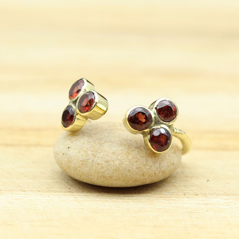 Bague grenat dorée - Mosaik bijoux indiens Bague grenat dorée - Mosaik bijoux indiens