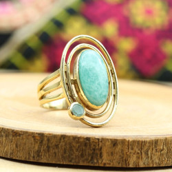 Bague laiton doré pierre...