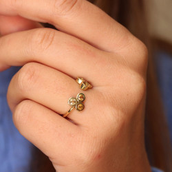 Bague fine dorée réglable -...