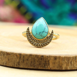 Bague turquoise dorée -...