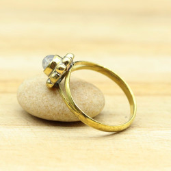Bague fine dorée fleur - Mosaik bijoux indiens
