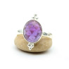 Bague argent pierre violette - Mosaik bijoux indiens