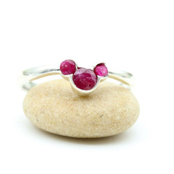 Bague argent pierres roses...
