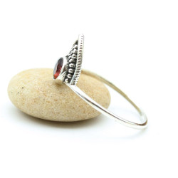 Bague fine argent pierre rouge - Mosaik bijoux indiens