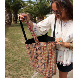 sac tissus batik kaki et rouge - Mosaik bijoux indiens
