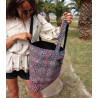Gros sac tissus batik bleus et rouges - Mosaik bijoux indiens