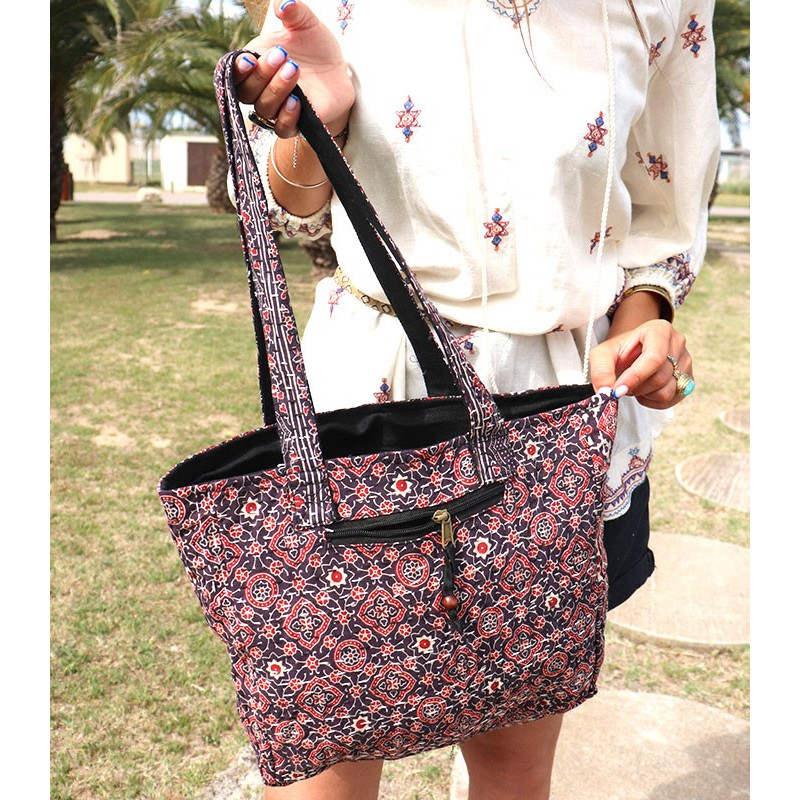 sac tissus batik rouges et noirs - Mosaik bijoux indiens sac tissus batik rouges et noirs - Mosaik bijoux indiens