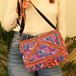 sac ethnique indien rose -...