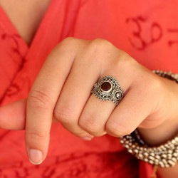 Bague ethnique argent -...