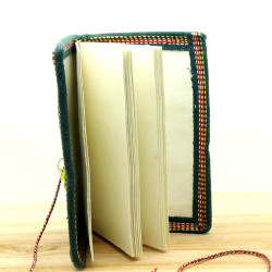 Carnet vert en tissus indiens