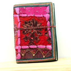 Carnet rose tissus brodés -...
