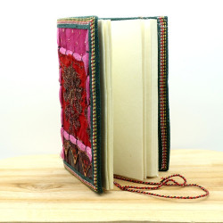 Carnet rose tissus brodés -...