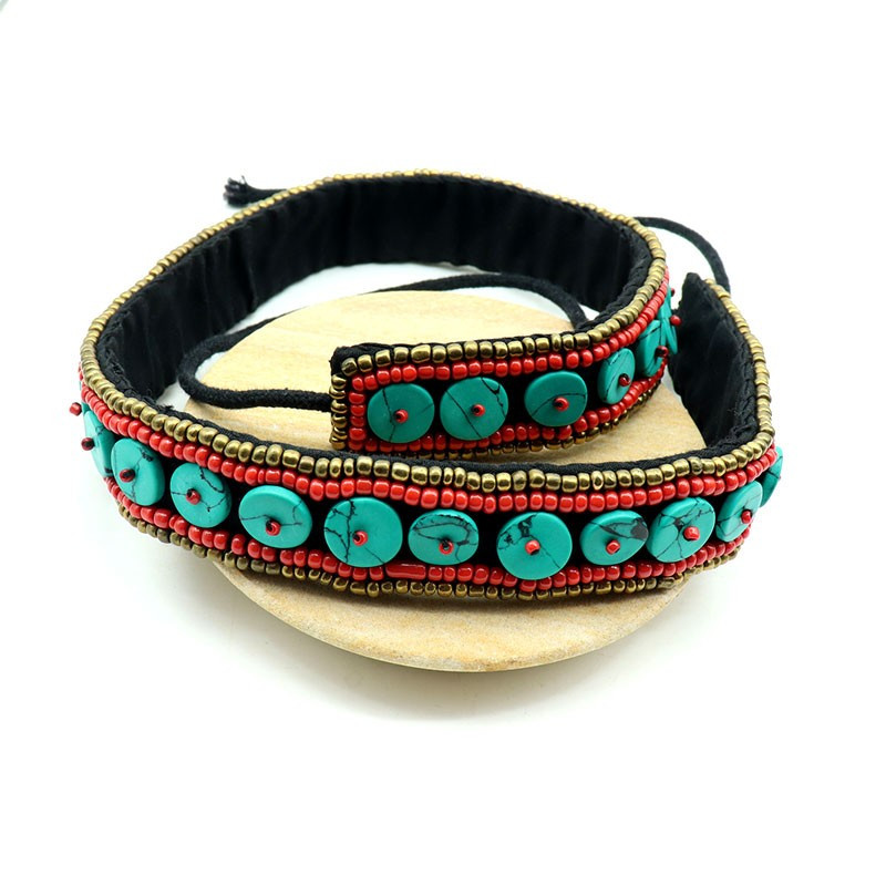 ceinture perles turquoises et rouges - Mosaik bijoux indiens ceinture perles turquoises et rouges - Mosaik bijoux indiens