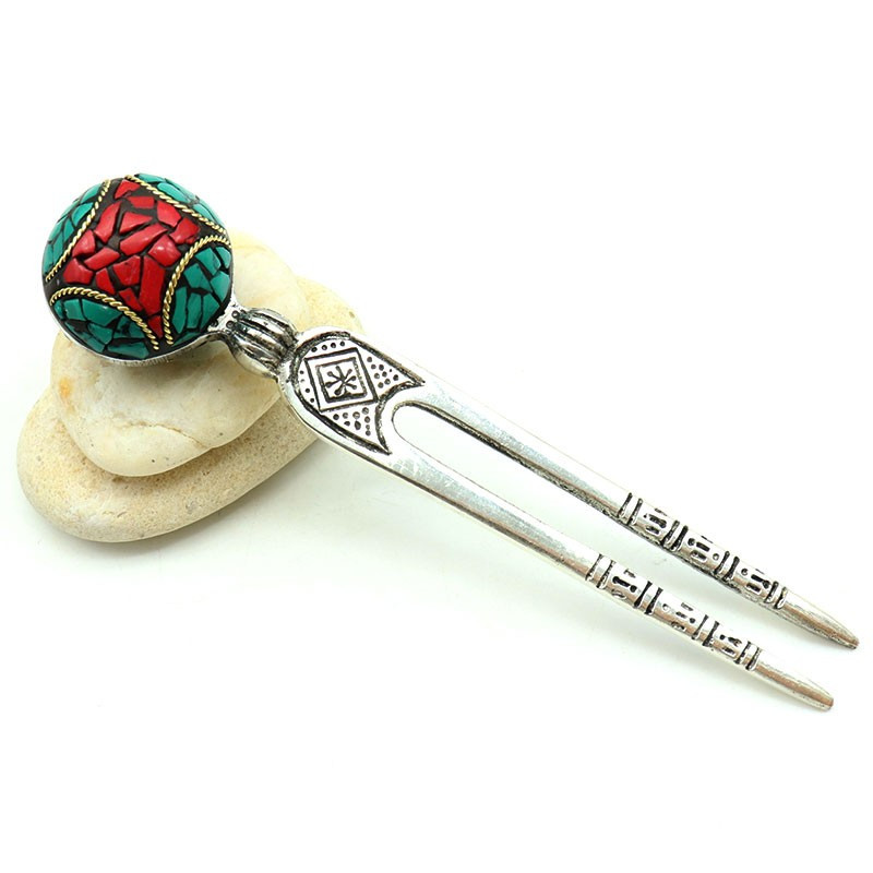 pique cheveux double branche - Mosaik bijoux indiens pique cheveux double branche - Mosaik bijoux indiens