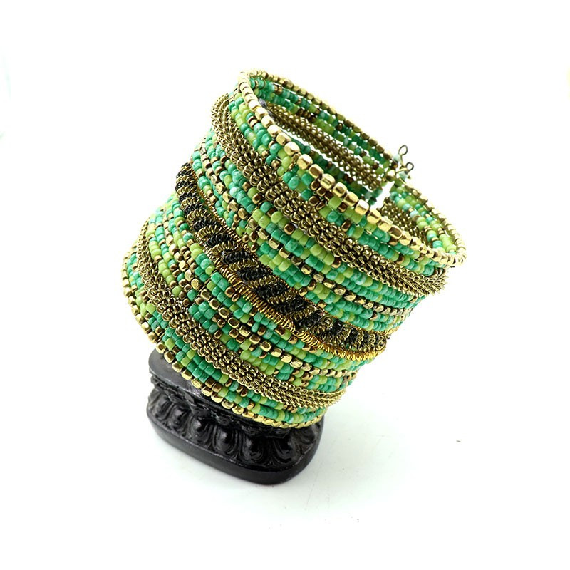 bracelet large perles vertes - Mosaik bijoux indiens bracelet large perles vertes - Mosaik bijoux indiens