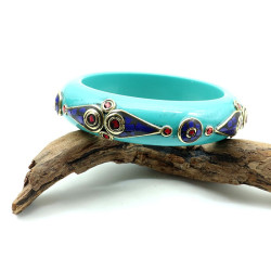 Bracelet resine turquoise -...