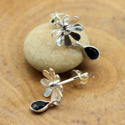 puce d'oreille argent fleur...