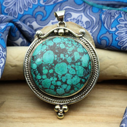 Pendentif turquoise plaqué...