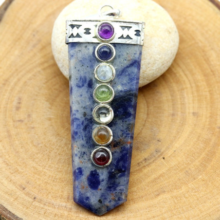Pendentif 7 chakras et lapis lazuli - Mosaik bijoux indiens