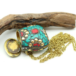 pendentif boite ethnique -...