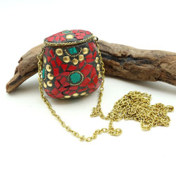 Pendentif boite rouge -...
