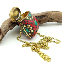 Pendentif boite rouge -...