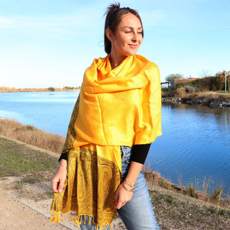 Etole jaune à frise noire - Mosaik bijoux indiens