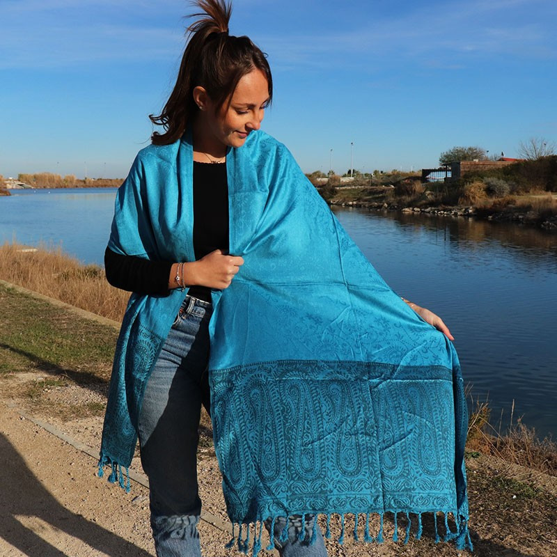 etole bleu canard en viscose - Mosaik bijoux indiens