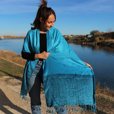 etole bleu canard en viscose - Mosaik bijoux indiens