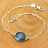 Bracelet fin argent pierre labradorite facetté