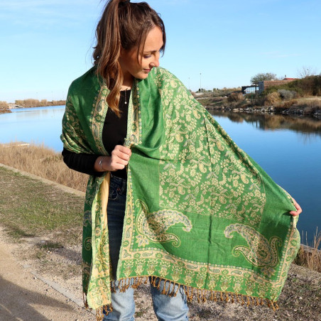Etole verte motifs cachemire - Mosaik bijoux indiens