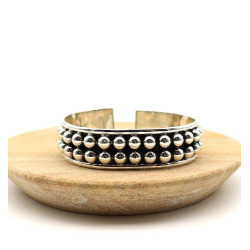 Jonc argent épais ethnique - Mosaik bijoux indiens