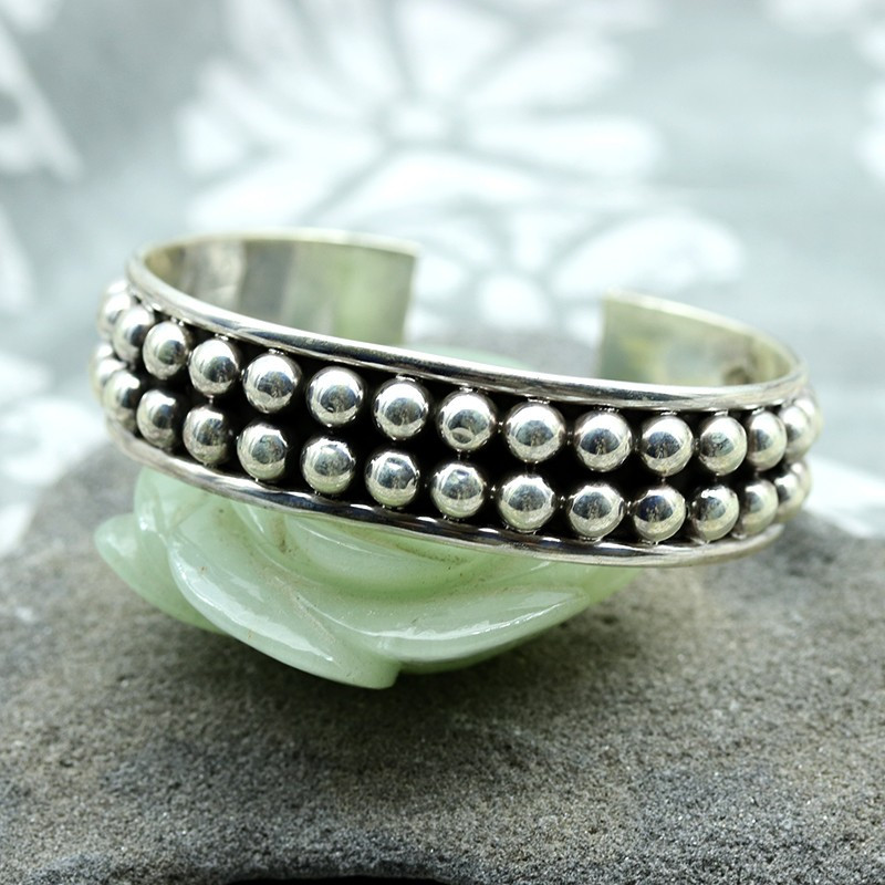 Large jonc argent ethnique - Mosaik bijoux indiens