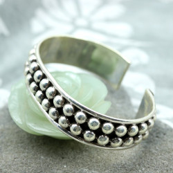 Large jonc argent ethnique - Mosaik bijoux indiens