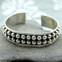 Large jonc argent ethnique - Mosaik bijoux indiens