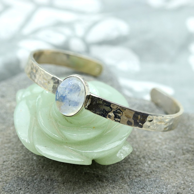 Bracelet argent et pierre de lune - Mosaik bijoux indiens