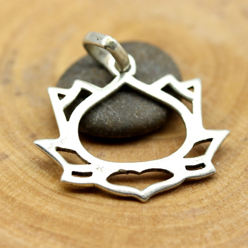 Pendentif fleur de lotus argent - Mosaik bijoux indiens