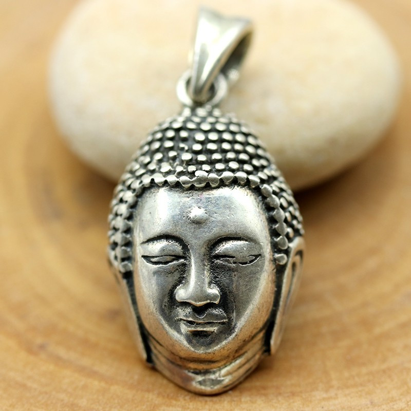 Pendentif tête de Bouddha argent - Mosaik bijoux indiens Pendentif tête de Bouddha argent - Mosaik bijoux indiens